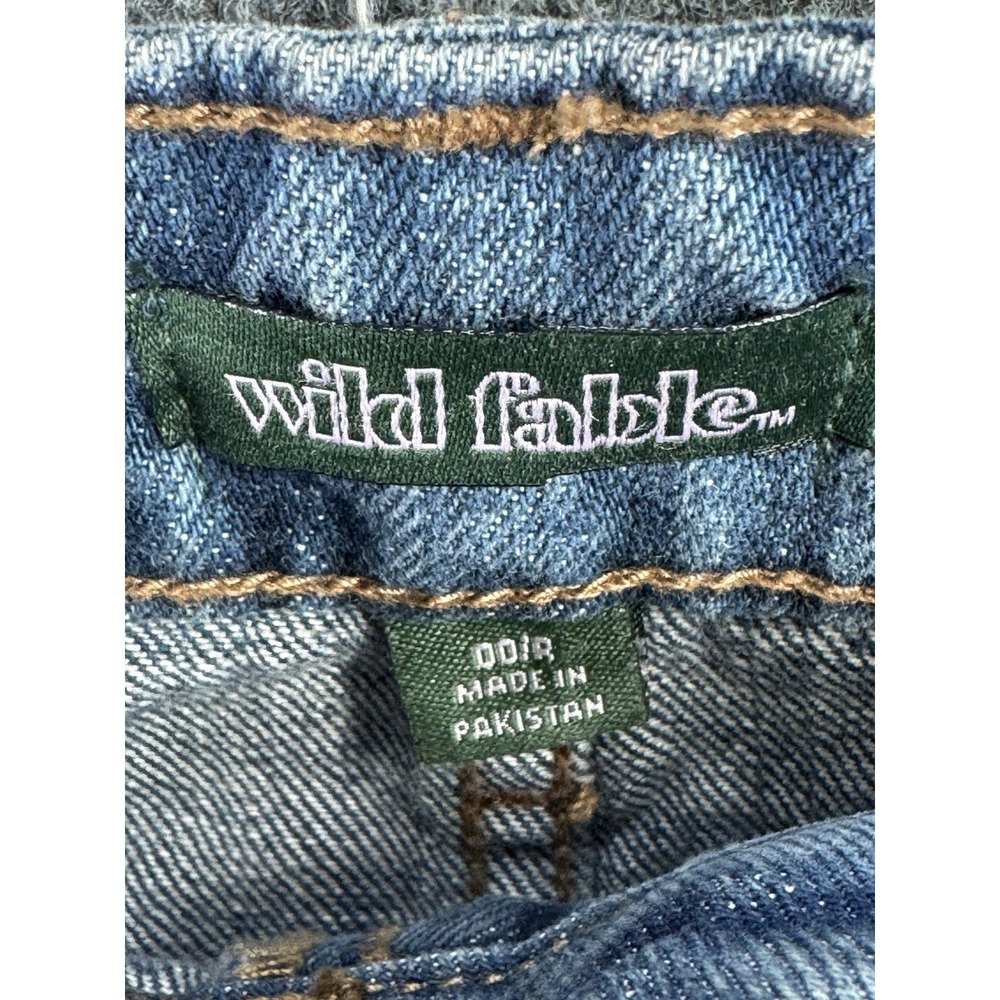 Wild Fable Denim Mini Skirt Womens 0 Distressed Sparrow Bird Embroidered Y2K - Picture 8 of 9